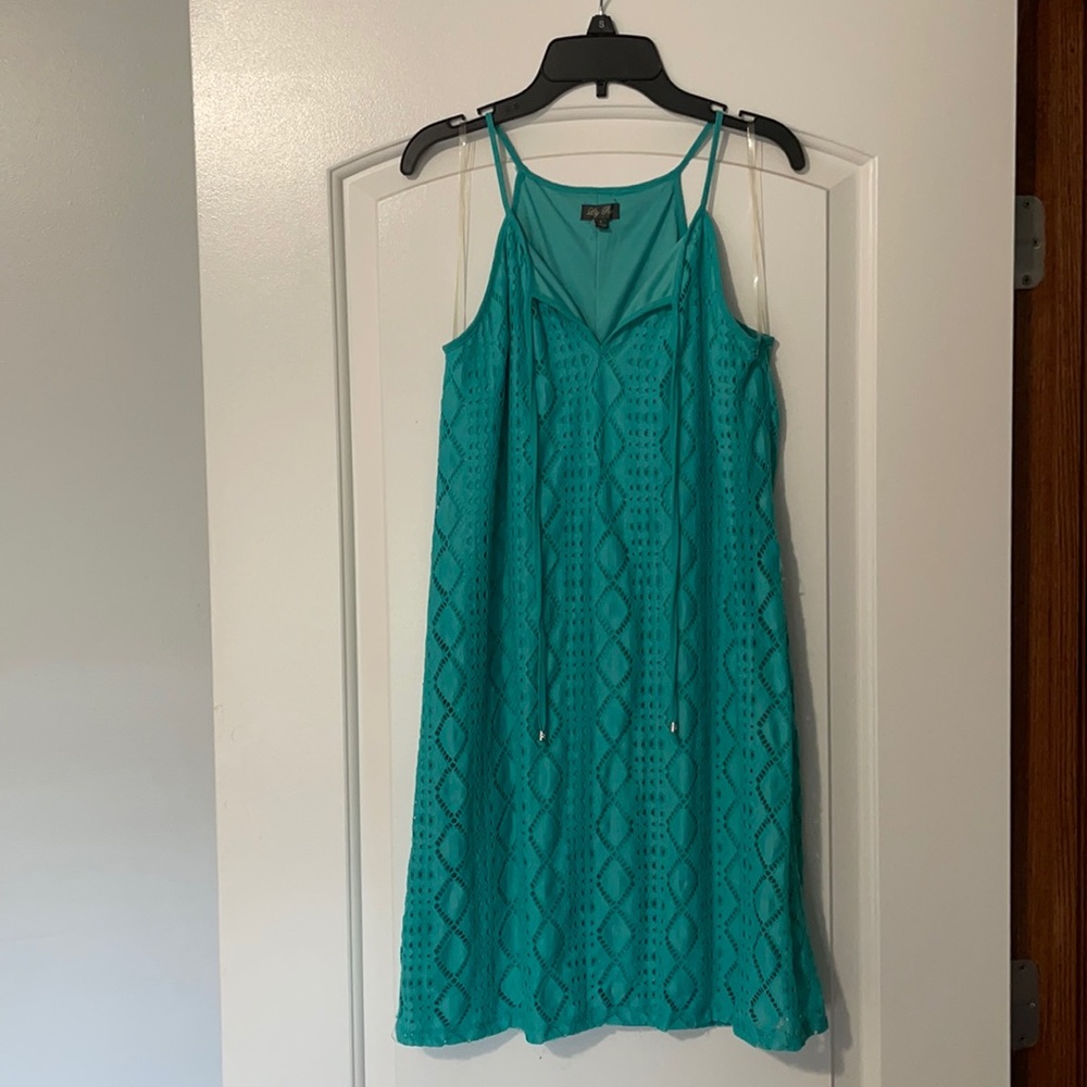 Pretty Teal Patterned Dress